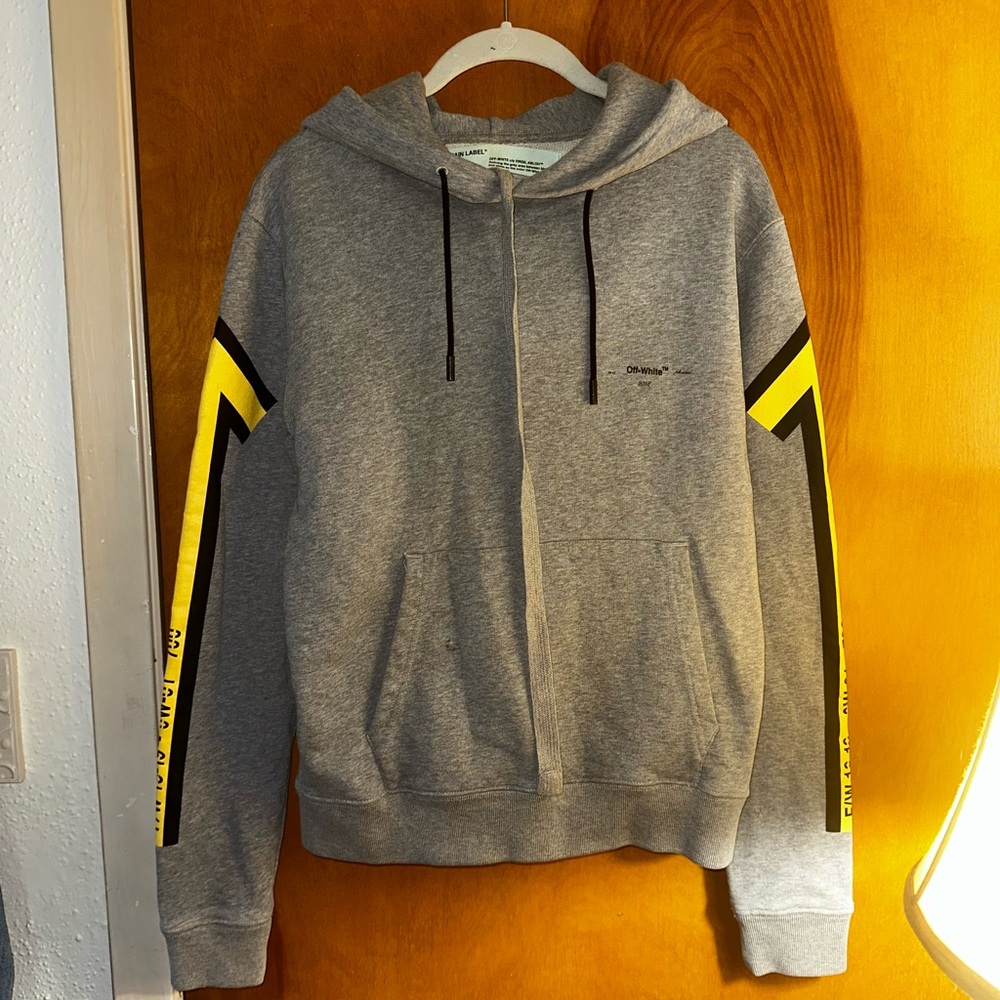 OFF-WHITE Gray Hoodie with Yellow Accents ADULT XS (2018)